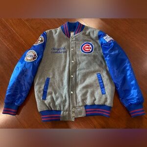 Chicago Cubs Adult Varsity/Bomber Jacket - Gray and Blue